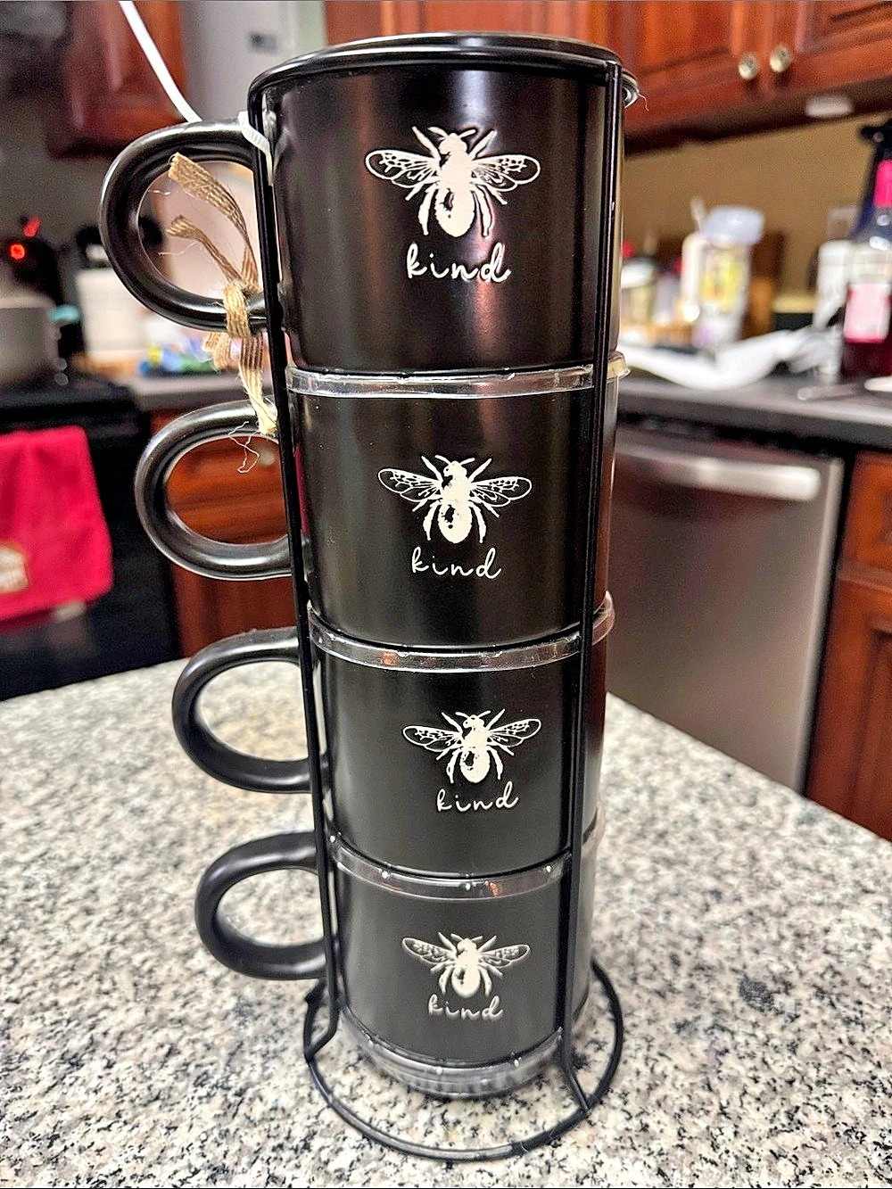 Black 4-Piece Mug Tree Set